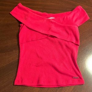 Ribbed knit off shoulder crop top